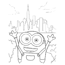 página para colorir: Colorir por Mignon Bob com vista para a paisagem urbana