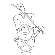 página para colorir: Minion em uniforme militar com sabre