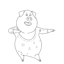 Gunther en costume avec des stars dansant