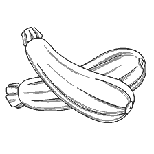 Immagine di due zucchine sul libro di colorazione