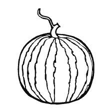 Zwarte en witte watermeloen illustratie voor kleuren