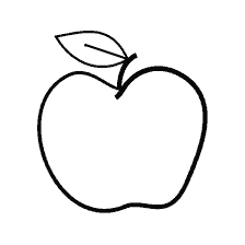 De omtrek van een appel voor het kleuren