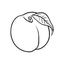 Contour tekening van perzik voor kleuren