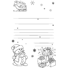Kleuren brief aan de kerstman, sneeuwpop en geschenken