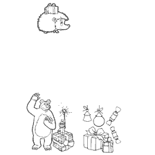 Brief aan de kerstman Claus met een beer en geschenken