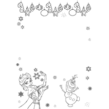 Kleurplaat van Elsa en Olaf, een brief aan de kerstman