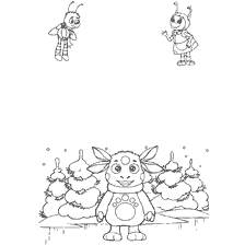 Brief aan de kerstman met het beeld van personages en kerstbomen.