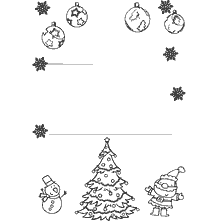 Kleur: Een brief aan de kerstman met een boom, een sneeuwman en de kerstman.