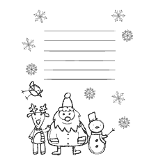 Kleuren met de afbeelding van de kerstman, sneeuwman en herten