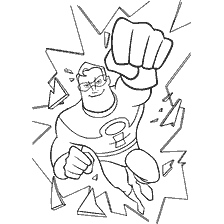 Mr. Uitzonderlijk, een personage uit de Super Family, komt uit een verbrijzelde muur