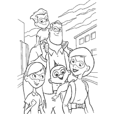 Tekening voor kleuren Superfamilie met hoofdpersonen