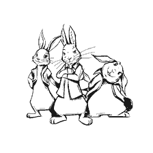 Imagen para colorear con Peter Rabbit y sus amigos