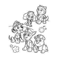 coloring page: Coloring with the characters of the Puppy Patrol: puppies in funny poses