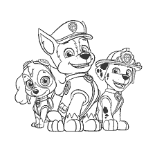 coloring page: The Puppy Patrol with Skye, Rider and Marshal