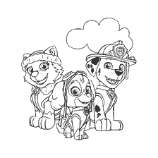 coloring page: Puppy Patrol: Everest, Skye and Marshal on Coloring Book