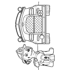 coloring page: Coloring with the Marshal and the fire truck from the Puppy Patrol