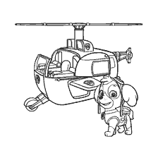 coloring page: Skye Puppy Patrol and Helicopter