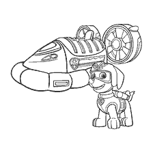 coloring page: Puppy patrol: Zuma and his paintboat