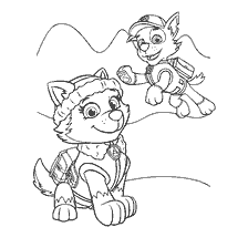 coloring page: Coloring with the characters Everest and Rocky from Puppy Patrol