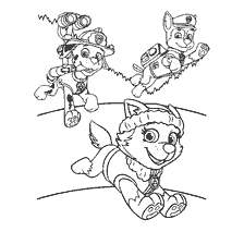 coloring page: Puppy Patrol: Everest, Marshal and Rider in Coloring