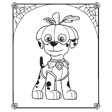 coloring page: Painting Patrol, Marshal in pumpkin suit