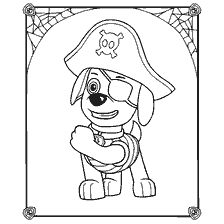 coloring page: Zuma from Puppy Patrol in Pirate Clothes