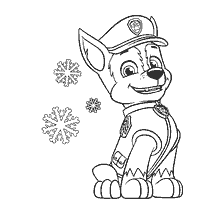 coloring page: Coloring of the Puppy Patrol Rider with Snowflakes