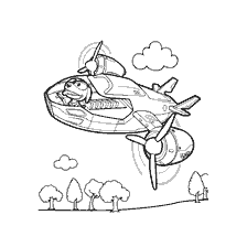 coloring page: Robo-dog from Puppy Patrol flies in his plane