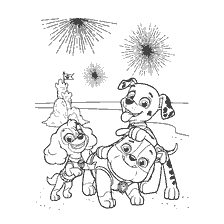 coloring page: Painting picture with Skye, Rotten and Marshal from Puppy Patrol