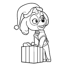 coloring page: Skye's painting from Puppy Patrol with a gift