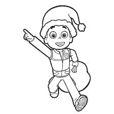 coloring page: Coloring with the Commander of the Puppy Patrol in a hat against the background