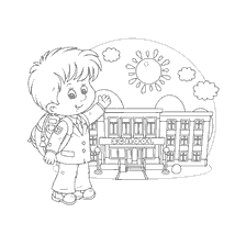 coloring page: Coloring a first-grader at school for Knowledge Day