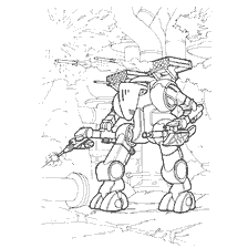 War of the future with fur against the background of the destroyed city