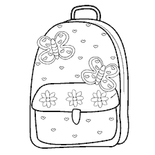 coloring page: Coloring school backpack with butterflies and flowers