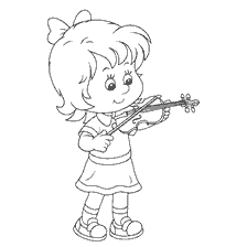 coloring page: Nice girl playing violin on Knowledge Day