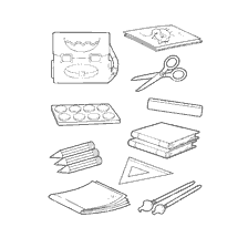 coloring page: Coloring with the image of school supplies on September 1