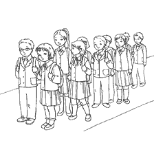 coloring page: Students in uniform go to school on September 1