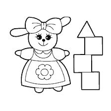 Colorer un lapin dans une robe avec des figures à côté