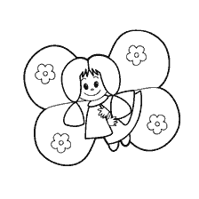 Image coloriante d'un papillon et d'une fille aux fleurs