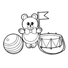Ours avec jouets: boule et tambour