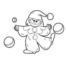 Livre de coloriage pour enfants clowns qui jonglent avec des boules