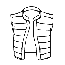 coloring page: Contour of insulated vest for coloring
