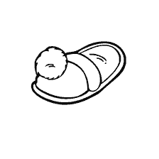 coloring page: Drawing of a pompon slipper