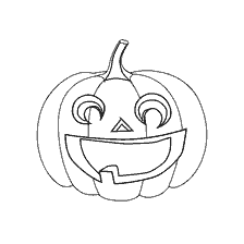 coloring page: Painted pumpkin with a smiling face for coloring on Halloween