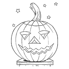 coloring page: Halloween pumpkin with facial expression
