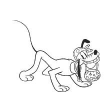 coloring page: Goofy's dog with a Halloween flashlight