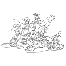 coloring page: Coloring with the heroes of the cartoon Mickey Mouse on Halloween