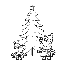 Peppa Pig by the Christmas tree