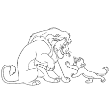pagina da colorare: Colorazione di Mufasa e Simba dal cartone animato The Lion King