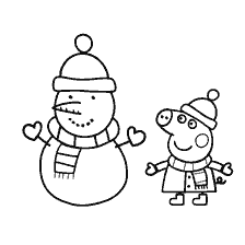 Piglet Peppa Pig and Snowman